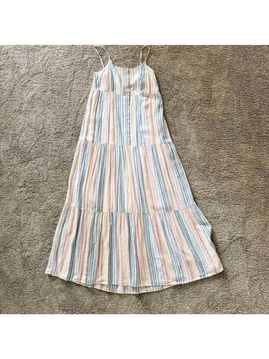 Anthropologie Splendid Maxi Dress Stripe Adjustable Spaghetti Straps size Medium - Picture 2 of 12